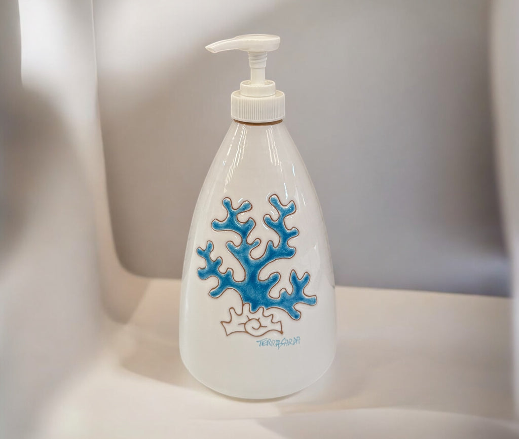 Tendance - Dispenser di sapone gres bicolore 310 ml - bianco beige