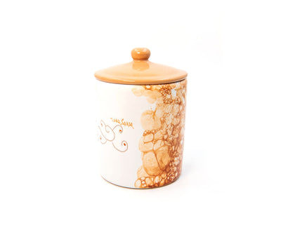 Barattolo da cucina artigianale in ceramica sarda realizzato nel Laboratorio Terra Sarda Ceramiche a Siniscola